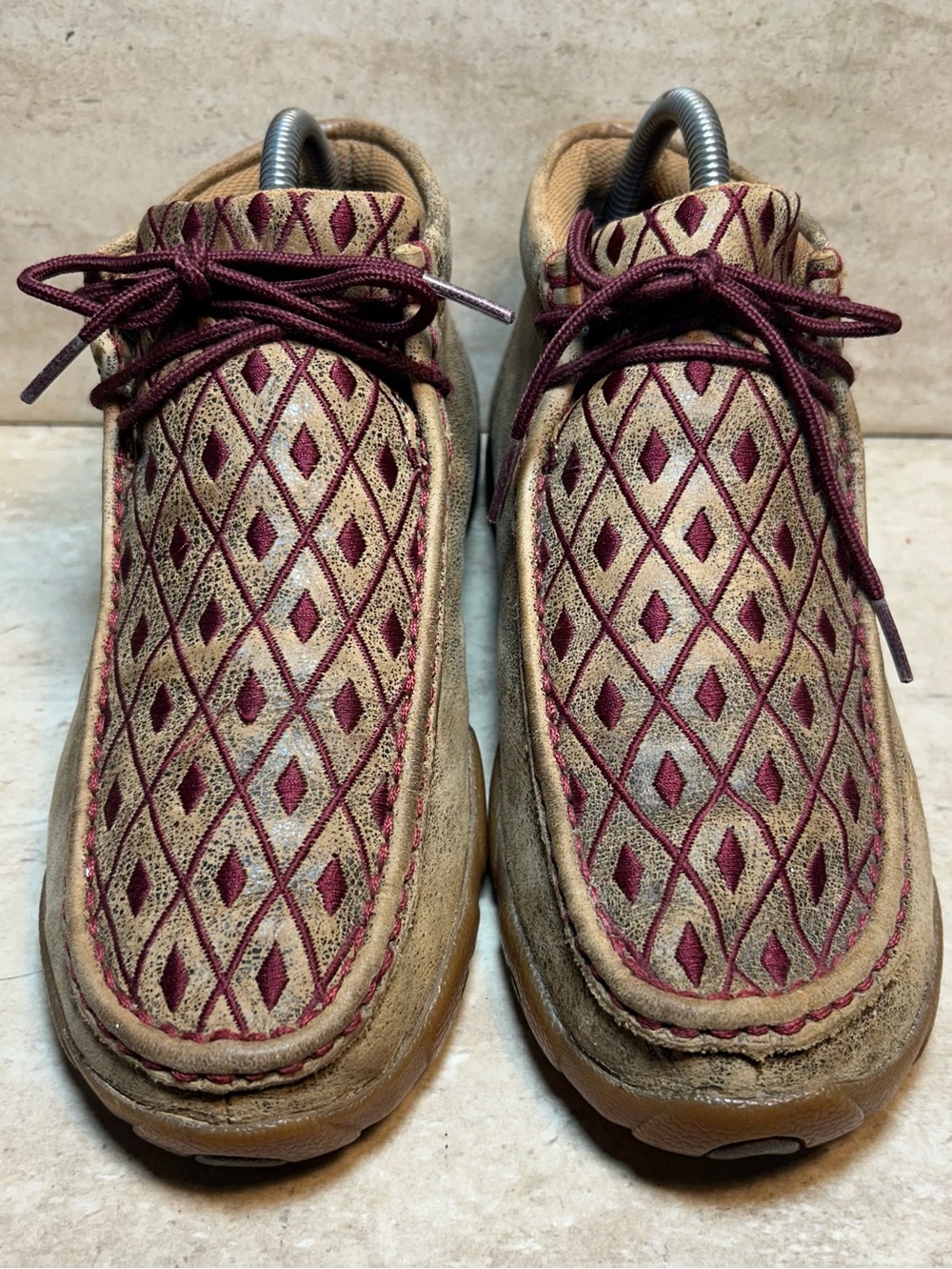 Twisted X Womens Chukka Driving Mocs Bomber Mahogany Diamond Embroidered Size 7